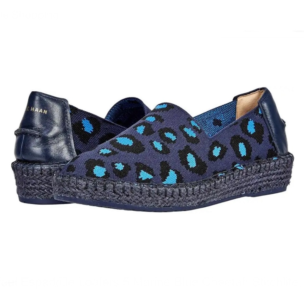 NWT- Cole Haan โBlue Cheetahโ Cloudfeel Stitchlite Espadrille Loafers